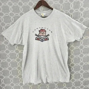 Vintage Oh Yes Hockey Player Made in Canada Crew Neck T Shirt Men's XXL